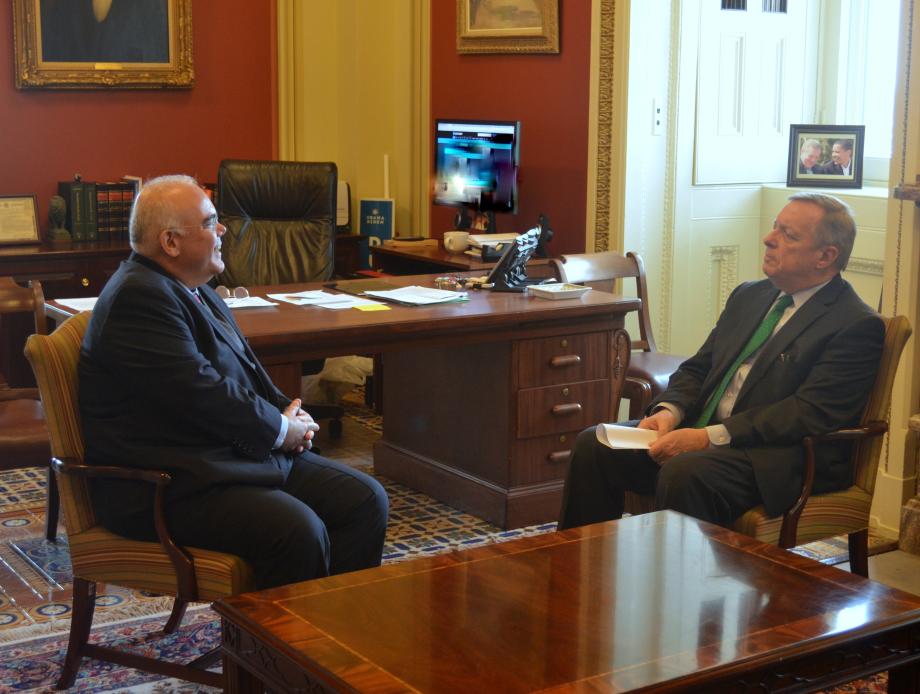 U.S. Senator Dick Durbin (D-IL) met with the Ambassador of Cyprus George Chacalli to discuss foreign relations. 